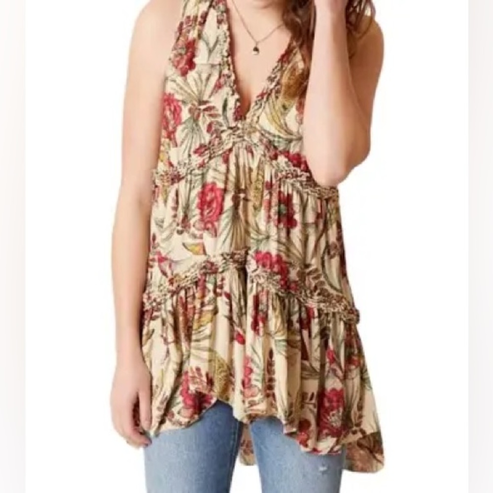 Free People womans floral v neck top XS